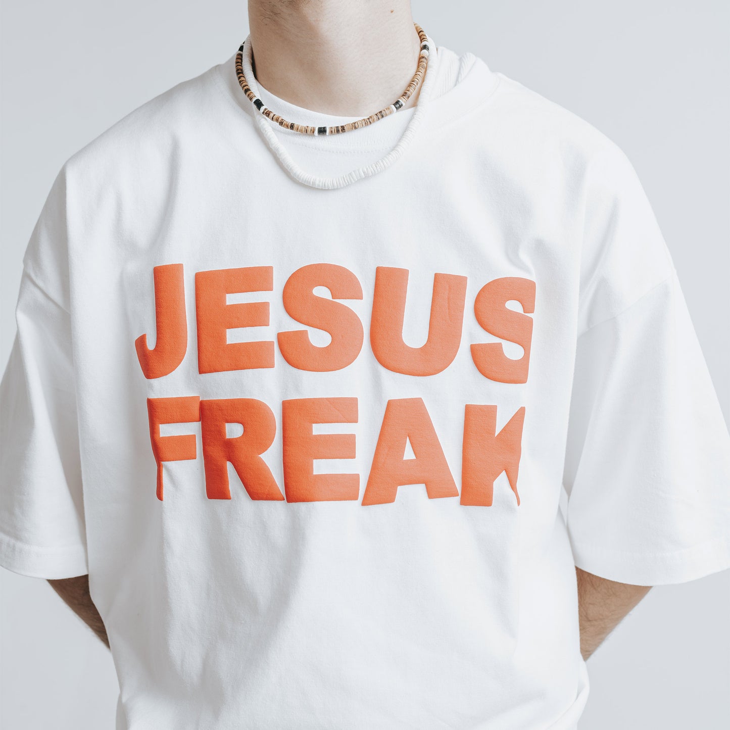 Oversized Jesus Freak T-Shirt (White/Red)