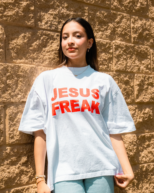 Oversized Jesus Freak T-Shirt (White/Red)