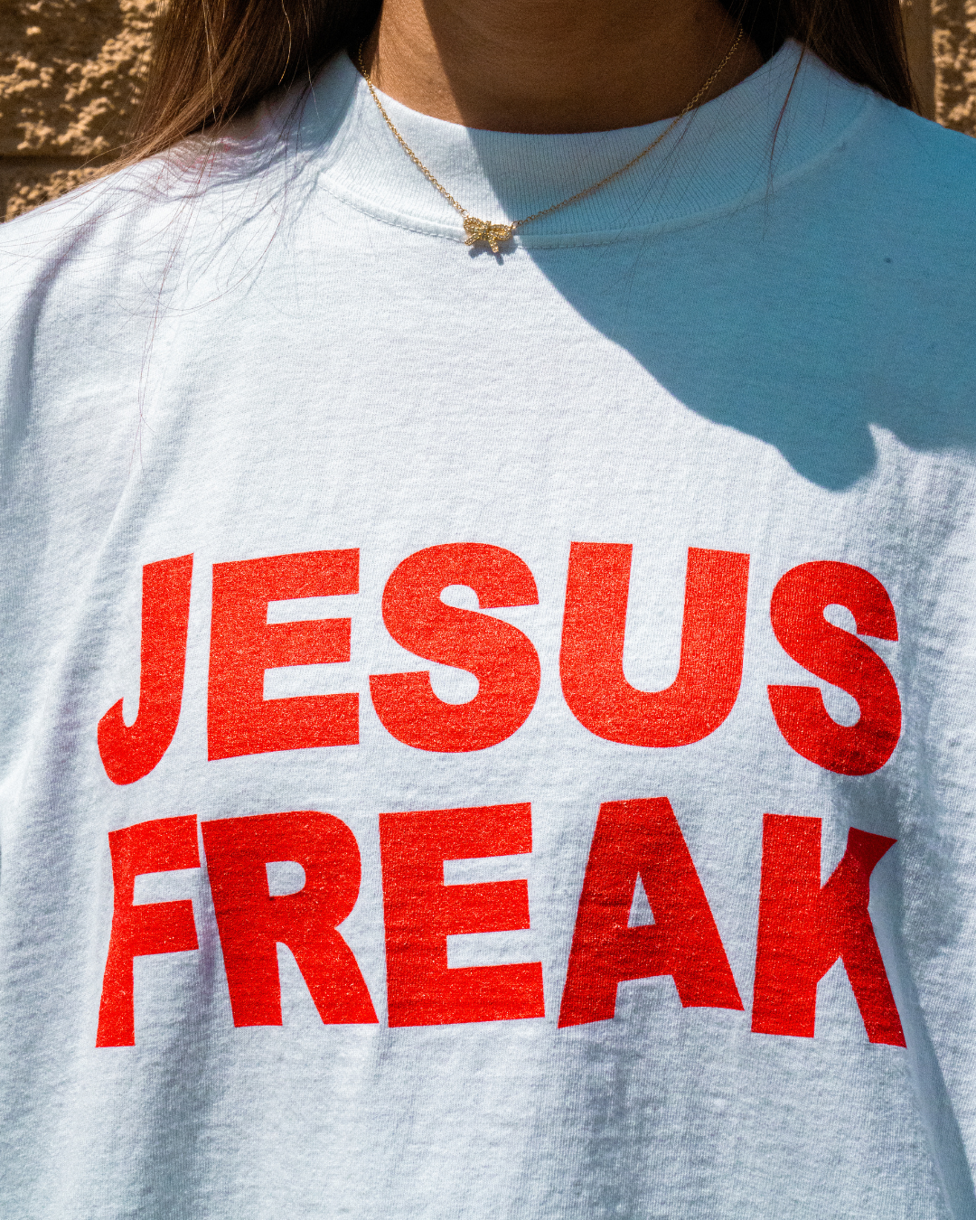 Oversized Jesus Freak T-Shirt (White/Red)