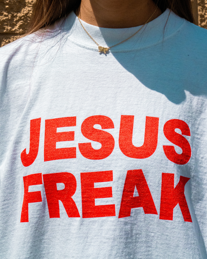 Oversized Jesus Freak T-Shirt (White/Red)