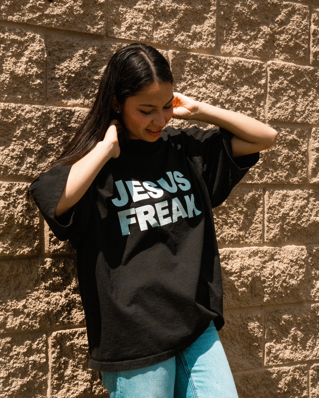 Oversized Jesus Freak T-Shirt (Black/White)
