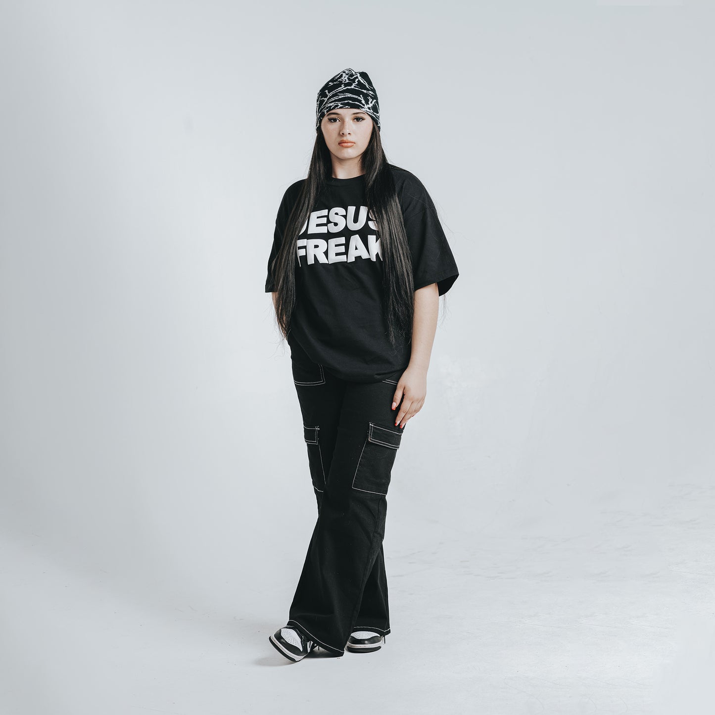 Oversized Jesus Freak T-Shirt (Black/White)