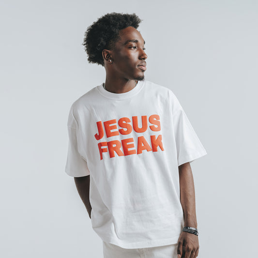 Oversized Jesus Freak T-Shirt (White/Red)