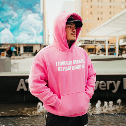 "First Loved" Hoodie (Pink/White)