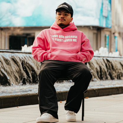 "First Loved" Hoodie (Pink/White)