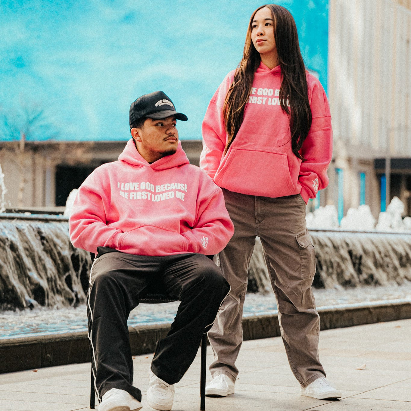 "First Loved" Hoodie (Pink/White)