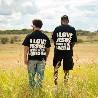 "First Loved" Oversized T-Shirts (Black/white)