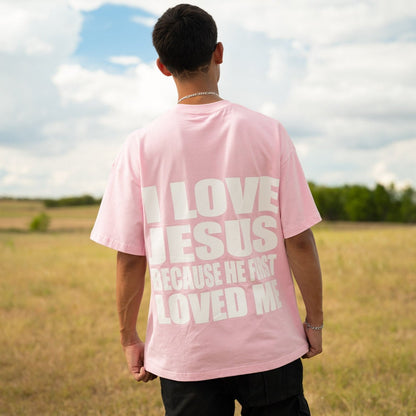 "First loved" Oversized T-Shirts (Pink/white)