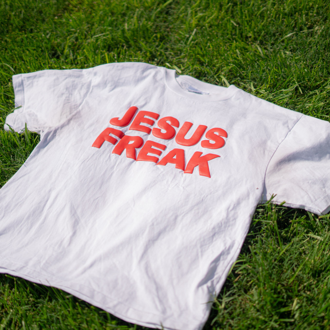 Oversized Jesus Freak T-Shirt (White/Red)